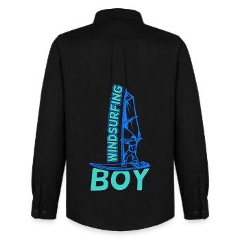 Windsurfer Boy - Men's Oxford Shirt by Stanley/Stella - black - Back - AI Model Male 185 dark (185cm)