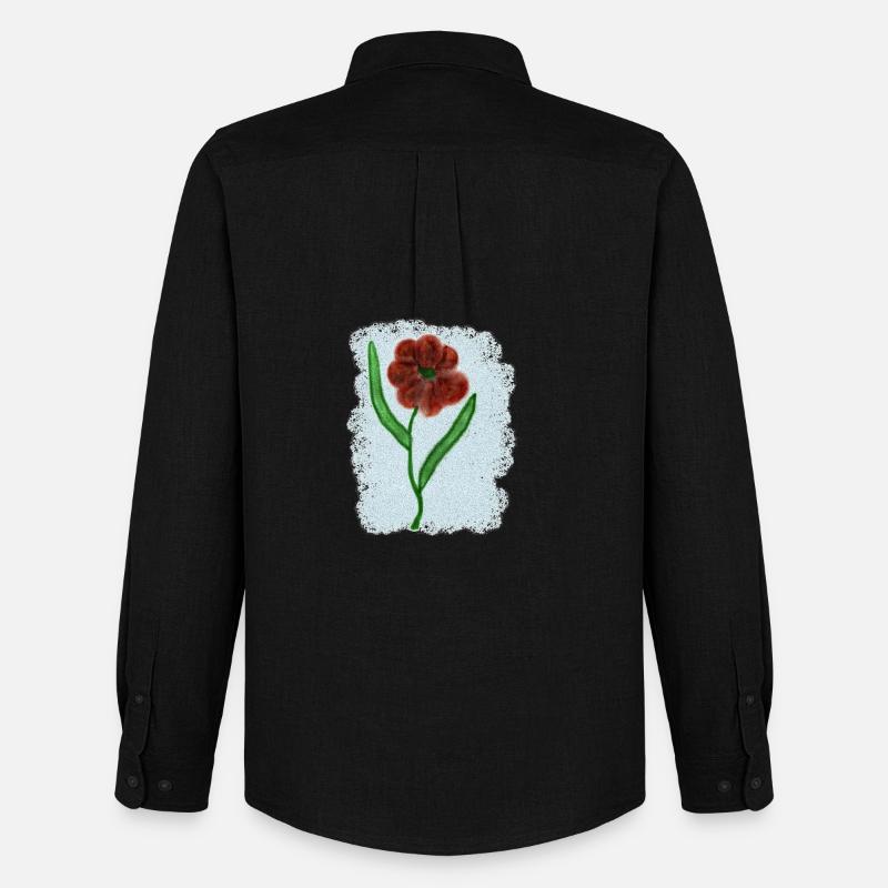 Rostrote Blume mit Grünen Blättern - Männer Oxford Hemd von Stanley/Stella - Schwarz