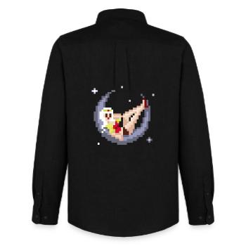 Pixel Pinup : Fille sur la Lune - Chemise Oxford homme Stanley/Stella - noir - Dos - AI Model Male 185 dark (185cm)