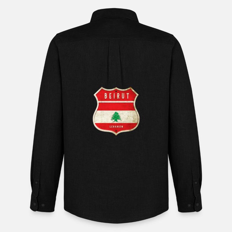 Beirut Libanon Wappen Flaggen Design - Männer Oxford Hemd von Stanley/Stella - Schwarz