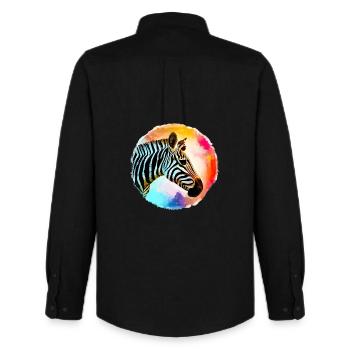 Zebra - Männer Oxford Hemd von Stanley/Stella - Schwarz - Hinten - AI Model Male 185 dark (185cm)