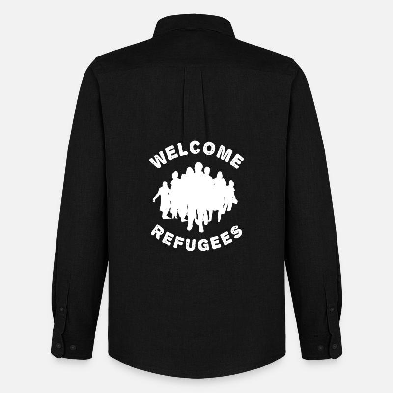Willkommen Flüchtlinge - Männer Oxford Hemd von Stanley/Stella - Schwarz