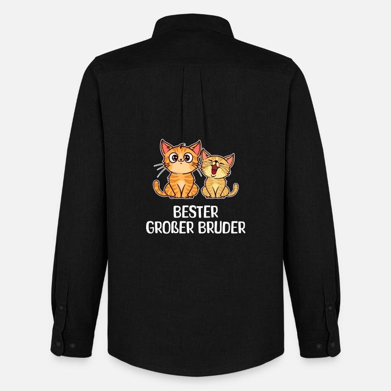 Geschwisterliebe Bro Katze Statement Großer Bruder - Männer Oxford Hemd von Stanley/Stella - Schwarz