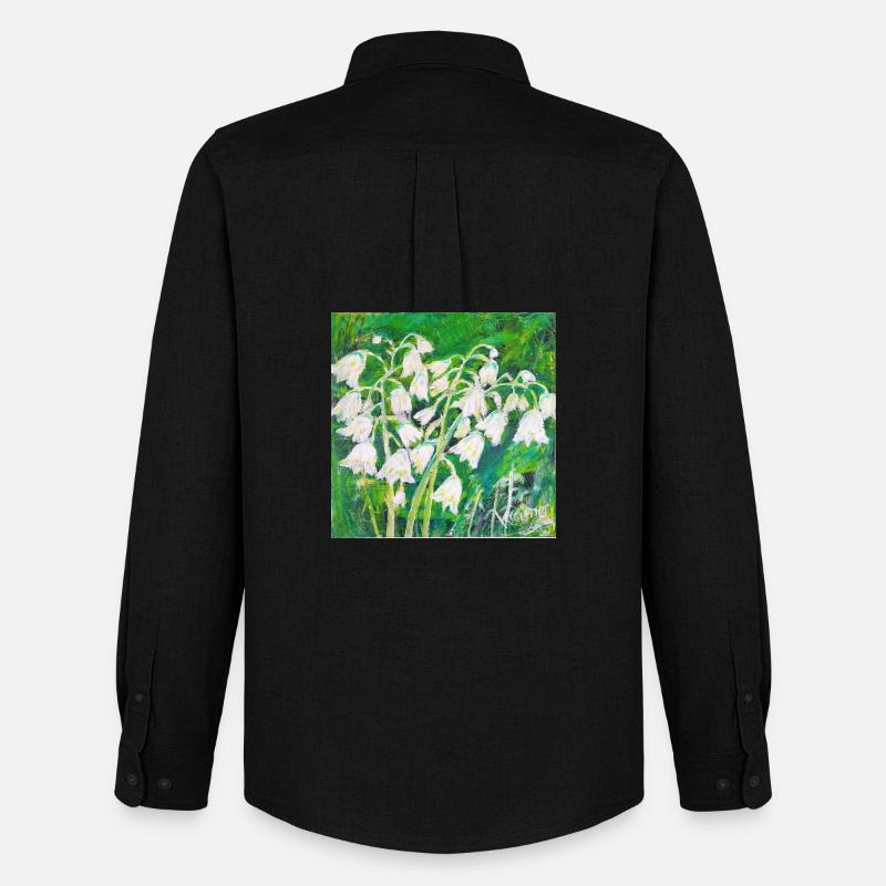 Maiglöckchen im impressionistischen Stil - Männer Oxford Hemd von Stanley/Stella - Schwarz