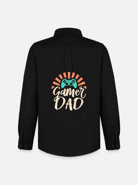 Cadeau Unique: 'Gamer Dad' pour Papa - Chemise Oxford homme Stanley/Stella - noir