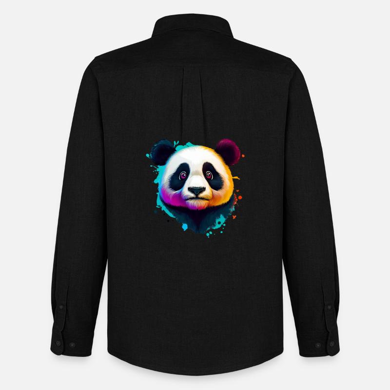 Panda - Männer Oxford Hemd von Stanley/Stella - Schwarz