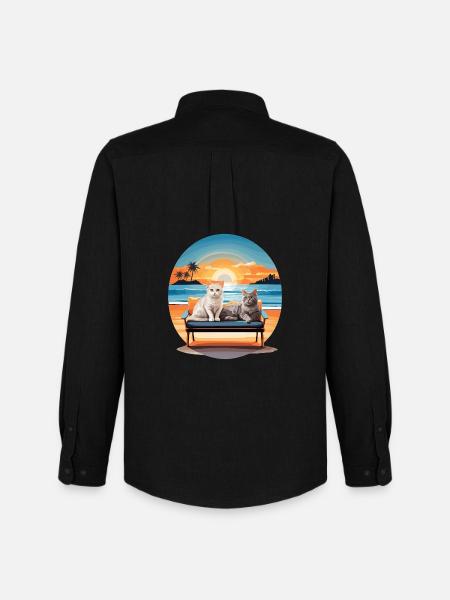 Cats on the sofa - Men's Oxford Shirt by Stanley/Stella - black