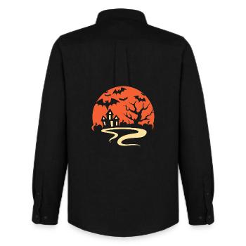 Soirée effrayante d’Halloween - Chemise Oxford homme Stanley/Stella - noir - Dos - AI Model Male 185 dark (185cm)
