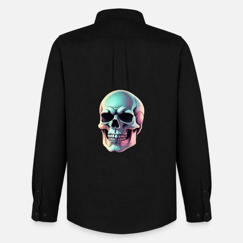 Printflow Skull - Männer Oxford Hemd von Stanley/Stella - Schwarz
