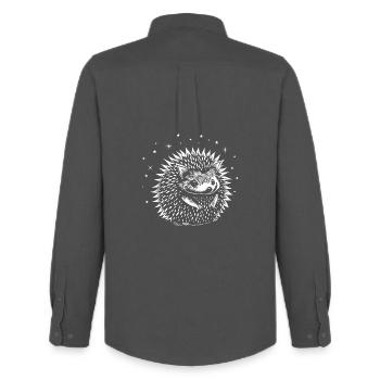 Hérissons avec des étoiles pour les amoureux de l’automne et de la nature - Chemise Oxford homme Stanley/Stella - charbon - Dos - AI Model Male 185 dark (185cm)