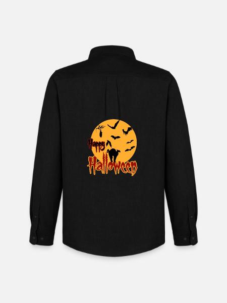 happy halloween moon cat - Men's Oxford Shirt by Stanley/Stella - black