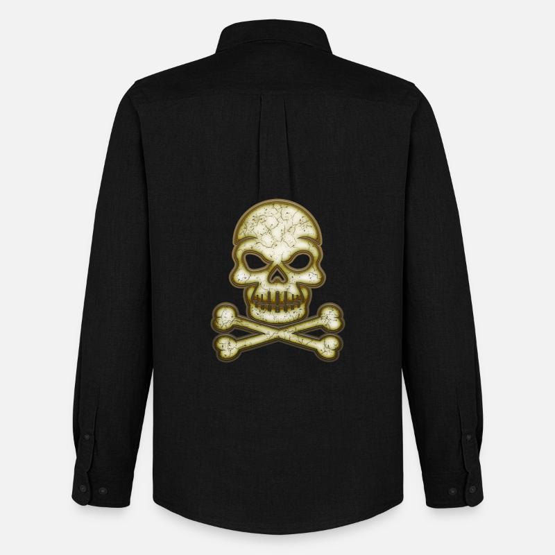 Dekorativer Schädel Totenkopf - Männer Oxford Hemd von Stanley/Stella - Schwarz