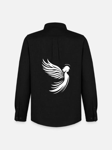An angel with wings and halo silhouette - Men's Oxford Shirt by Stanley/Stella - black