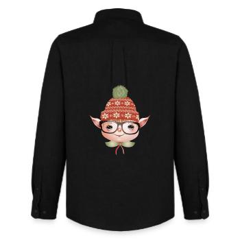 Adorable lutin de Noël mignon avec des lunettes - Chemise Oxford homme Stanley/Stella - noir - Dos - AI Model Male 185 dark (185cm)