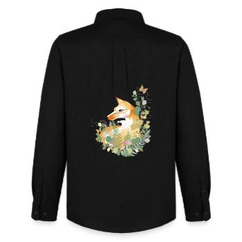 Beau renard dessiné à la main dans la prairie - Chemise Oxford homme Stanley/Stella - noir - Dos - AI Model Male 185 dark (185cm)