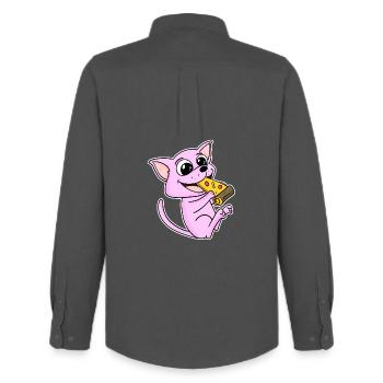 Pizza au chat Sphynx - Chemise Oxford homme Stanley/Stella - charbon - Dos - AI Model Male 185 dark (185cm)