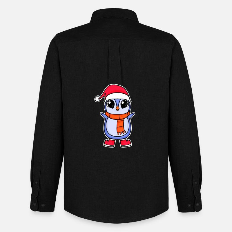 Pinguin Weihnachten - Männer Oxford Hemd von Stanley/Stella - Schwarz