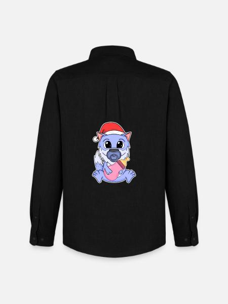 Bébé loup Noël - Chemise Oxford homme Stanley/Stella - noir