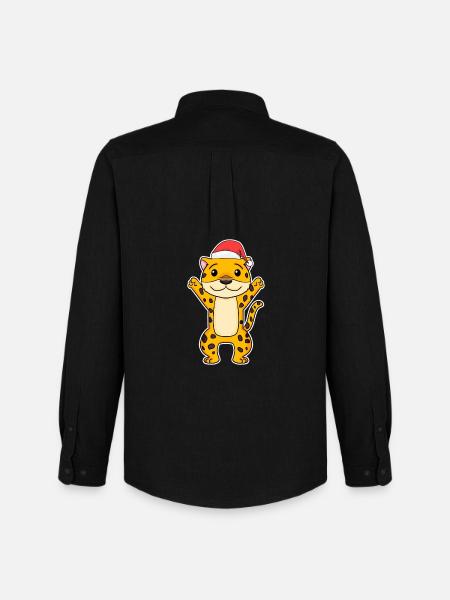 Chat de Noël Wildcat - Chemise Oxford homme Stanley/Stella - noir