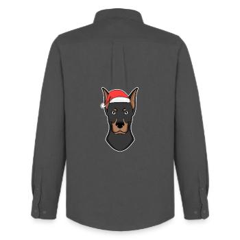 Dobermann Hund Tier Weihnachten - Männer Oxford Hemd von Stanley/Stella - Anthrazit - Hinten - AI Model Male 185 dark (185cm)