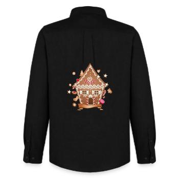 Maison de biscuits et pain d’épices pour Noël - Chemise Oxford homme Stanley/Stella - noir - Dos - AI Model Male 185 dark (185cm)