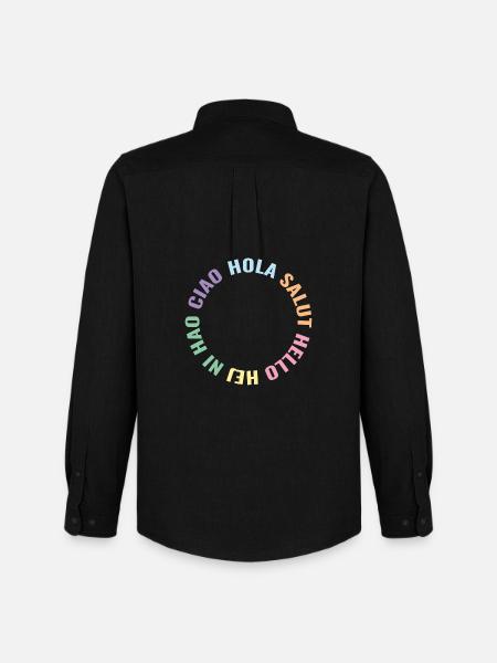 Pastel Global Greetings Circle - Men's Oxford Shirt by Stanley/Stella - black