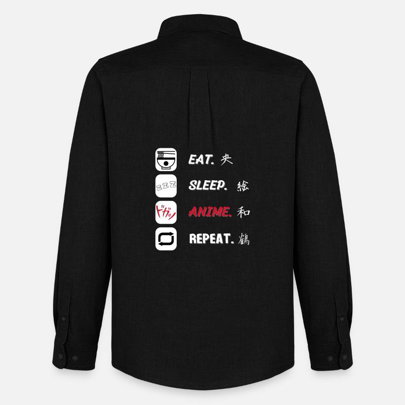 Eat Sleep Anime Repeat - Männer Oxford Hemd von Stanley/Stella - Schwarz