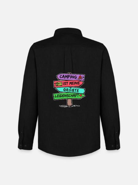 Camping Statement Wanderlust Wanderer Herz Camper - Männer Oxford Hemd von Stanley/Stella - Schwarz