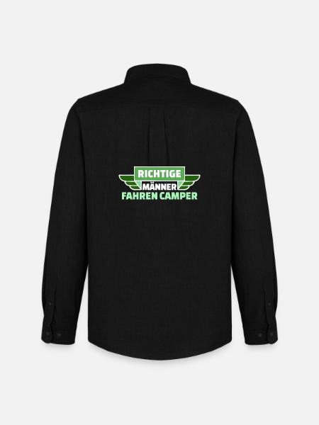 Camping Wanderer Camper Wanderlust Statement - Männer Oxford Hemd von Stanley/Stella - Schwarz