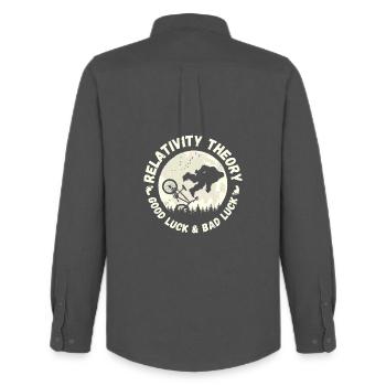 Relativity Theory - Good Luck and Bad Luck - Men's Oxford Shirt by Stanley/Stella - anthracite - Back - AI Model Male 185 dark (185cm)