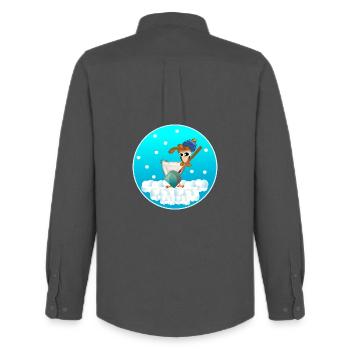 WINTER CHICKEN COOP CHICKENS SNOWFALL - Men's Oxford Shirt by Stanley/Stella - anthracite - Back - AI Model Male 185 dark (185cm)
