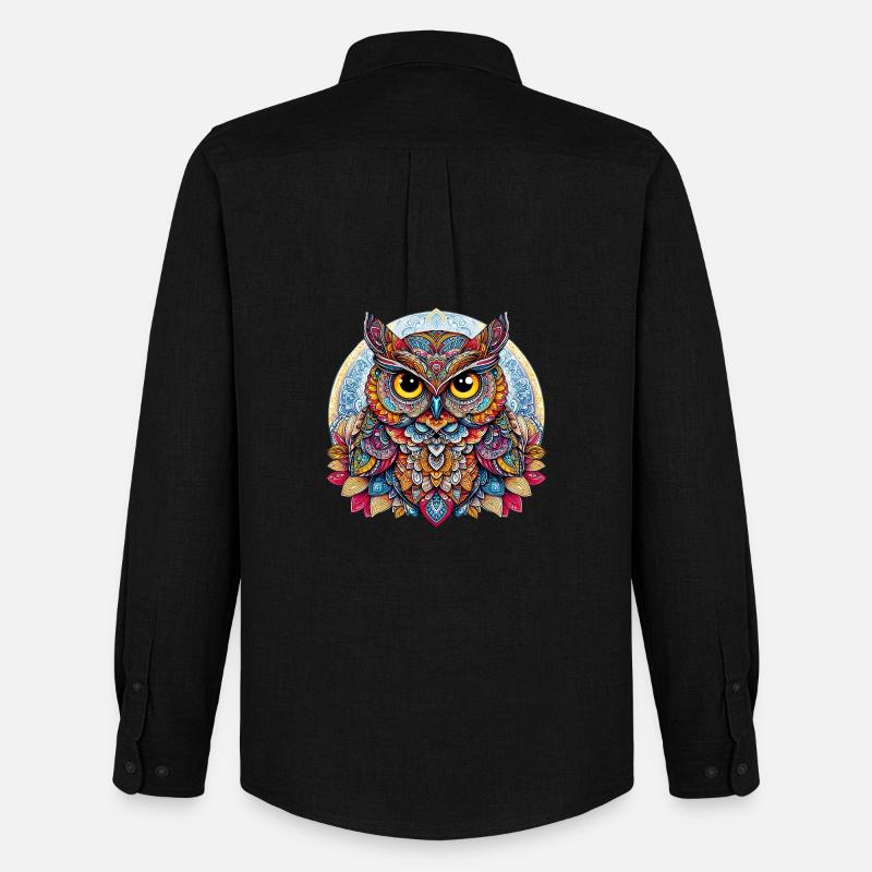 Eule mit Mandalas verziert - Männer Oxford Hemd von Stanley/Stella - Schwarz