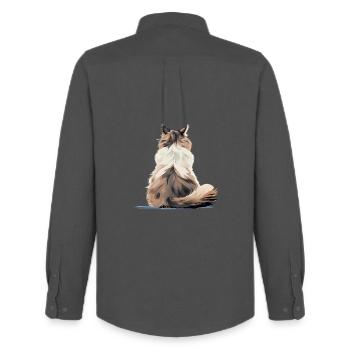 Ragdoll - Männer Oxford Hemd von Stanley/Stella - Anthrazit - Hinten - AI Model Male 185 dark (185cm)
