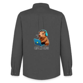 Capybara mit Witz Capy and Paste - Männer Oxford Hemd von Stanley/Stella - Anthrazit - Hinten - AI Model Male 185 dark (185cm)