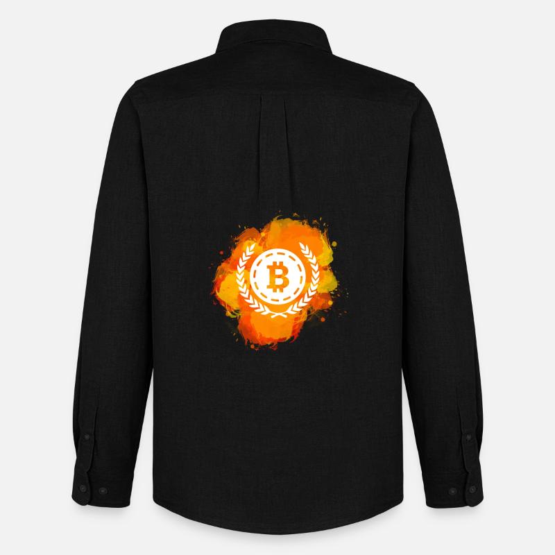 Bitcoin Crypto Cryptocurrency Splash - Männer Oxford Hemd von Stanley/Stella - Schwarz