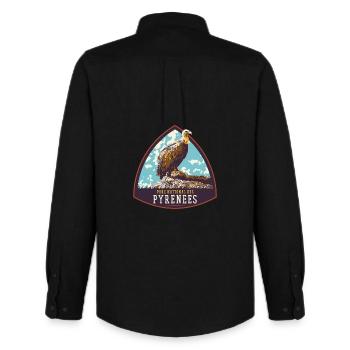 Vulture Badge, Pyrenees Park: Protected Nature - Men's Oxford Shirt by Stanley/Stella - black - Back - AI Model Male 185 dark (185cm)
