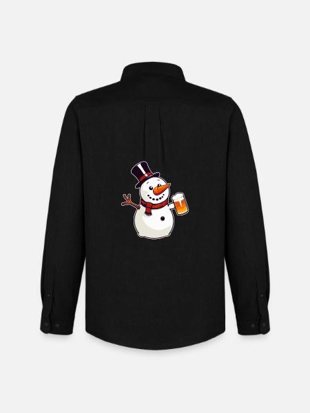 Snowman with beer - Men's Oxford Shirt by Stanley/Stella - black