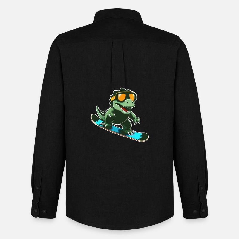 T-Rex Snowboarding - Männer Oxford Hemd von Stanley/Stella - Schwarz