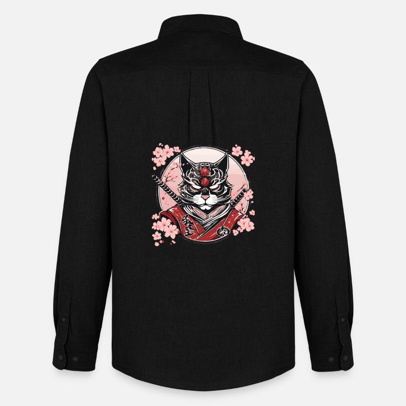 Dämonischer Kawaii Neko Samurai : Katzen-Samurai - Männer Oxford Hemd von Stanley/Stella - Schwarz