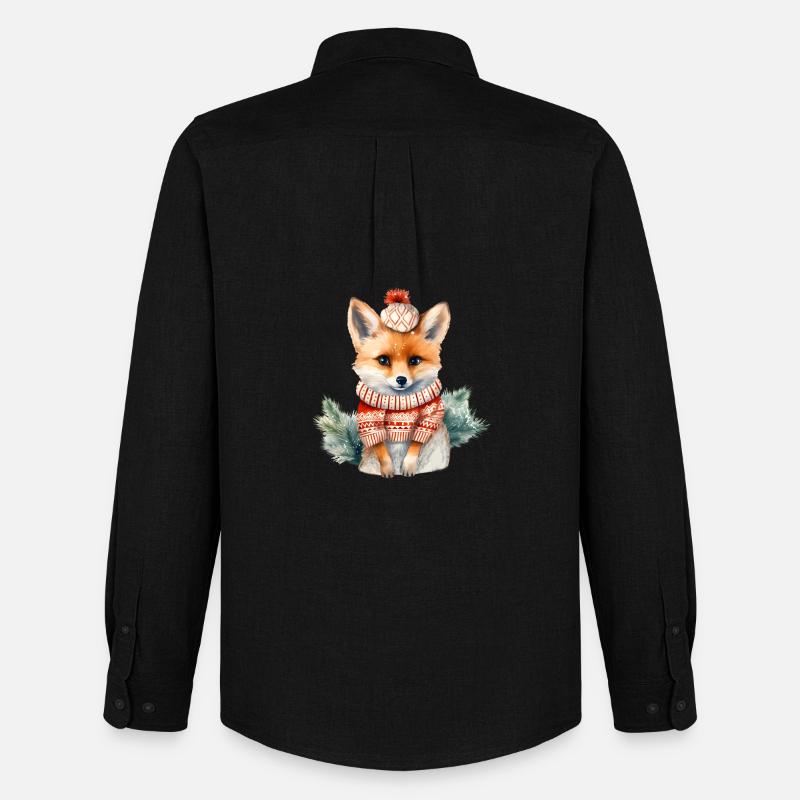 Winterschatz Fuchs mit Pompom - Männer Oxford Hemd von Stanley/Stella - Schwarz