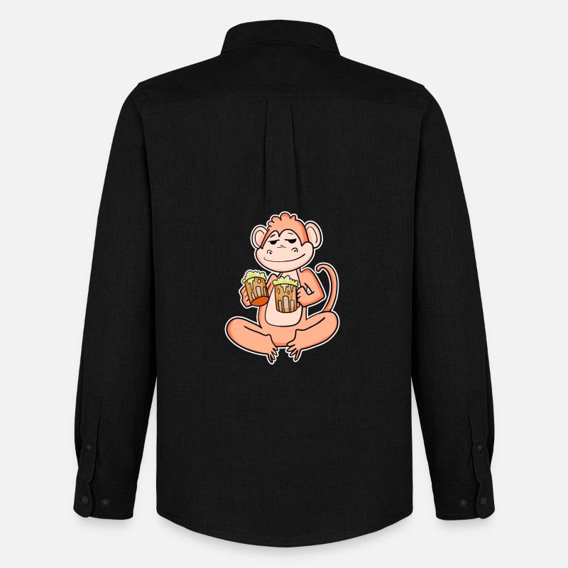 Monkey with beer - Men's Oxford Shirt by Stanley/Stella - black