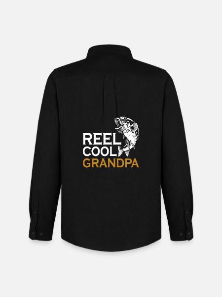 Grandpa Conquer Fishing Reel Cool - Men's Oxford Shirt by Stanley/Stella - black