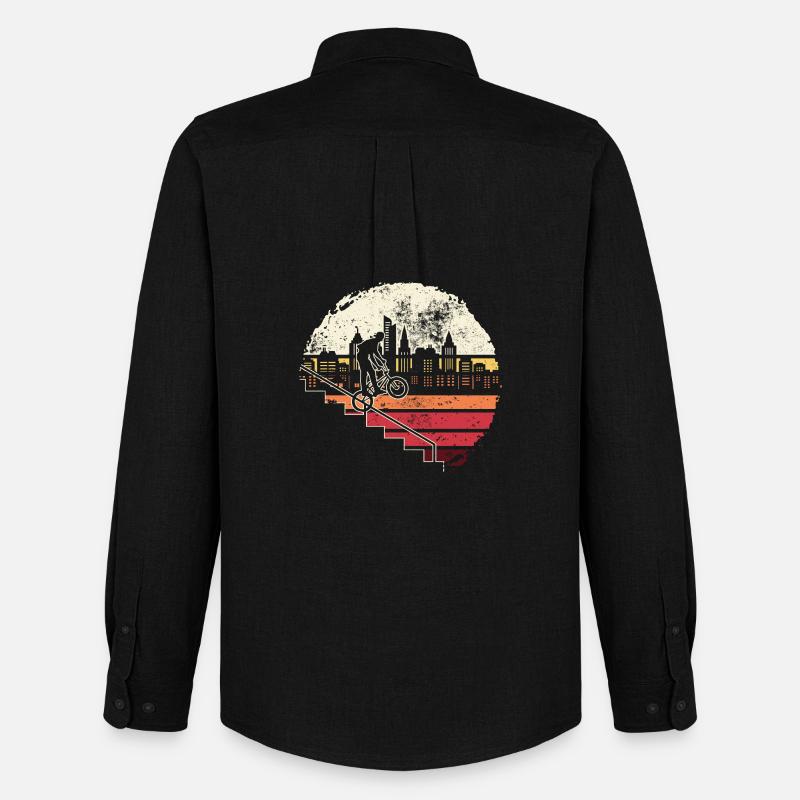 Urban Skyline Einrad Glow - Männer Oxford Hemd von Stanley/Stella - Schwarz