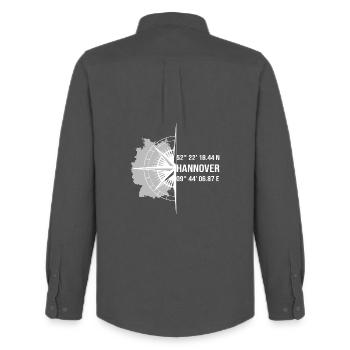 Koordinaten Hannover - Männer Oxford Hemd von Stanley/Stella - Anthrazit - Hinten - AI Model Male 185 dark (185cm)