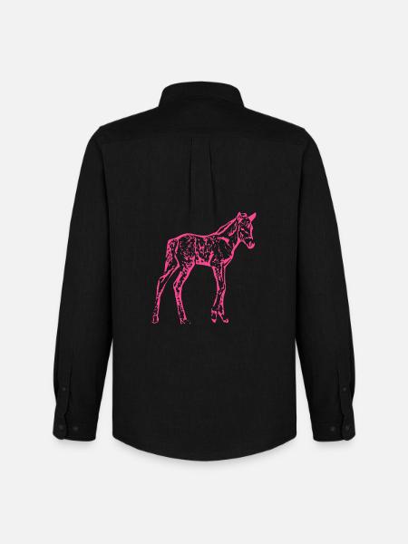 Cheval rose rose - Chemise Oxford homme Stanley/Stella - noir