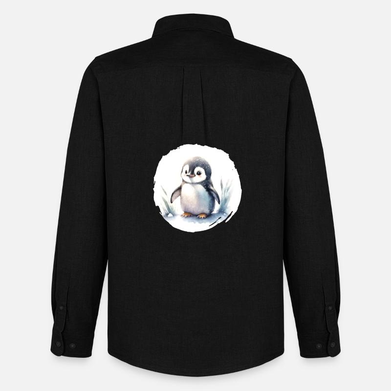 Pinguin Aquarell - Männer Oxford Hemd von Stanley/Stella - Schwarz