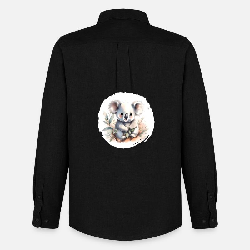 Koala Aquarell - Männer Oxford Hemd von Stanley/Stella - Schwarz