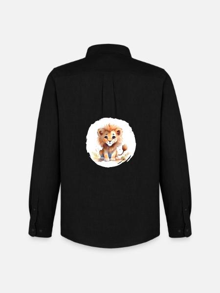 Aquarelle Lion - Chemise Oxford homme Stanley/Stella - noir