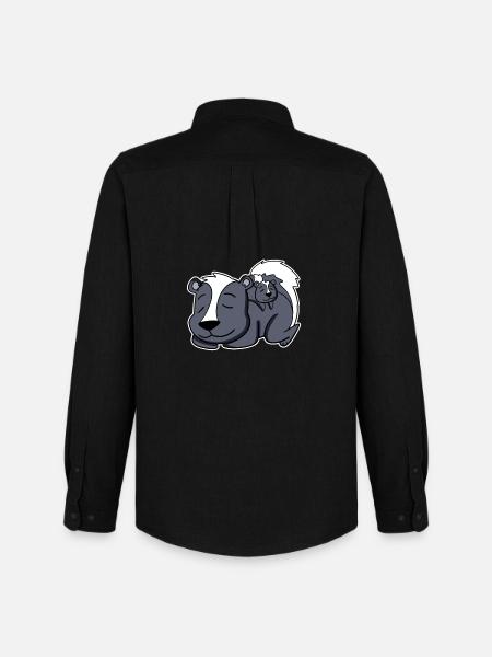 Skunk Family - Skunk with Baby - Men's Oxford Shirt by Stanley/Stella - black