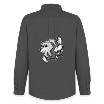 Yin Yang Wolf Wolves - Men's Oxford Shirt by Stanley/Stella - anthracite - Back - AI Model Male 185 dark (185cm)